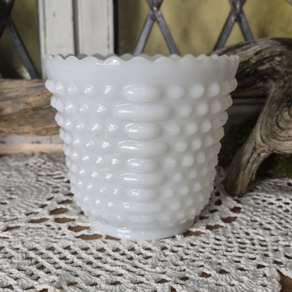 Hobnail Milk Glass Planter 5" - Picture 5 of 7